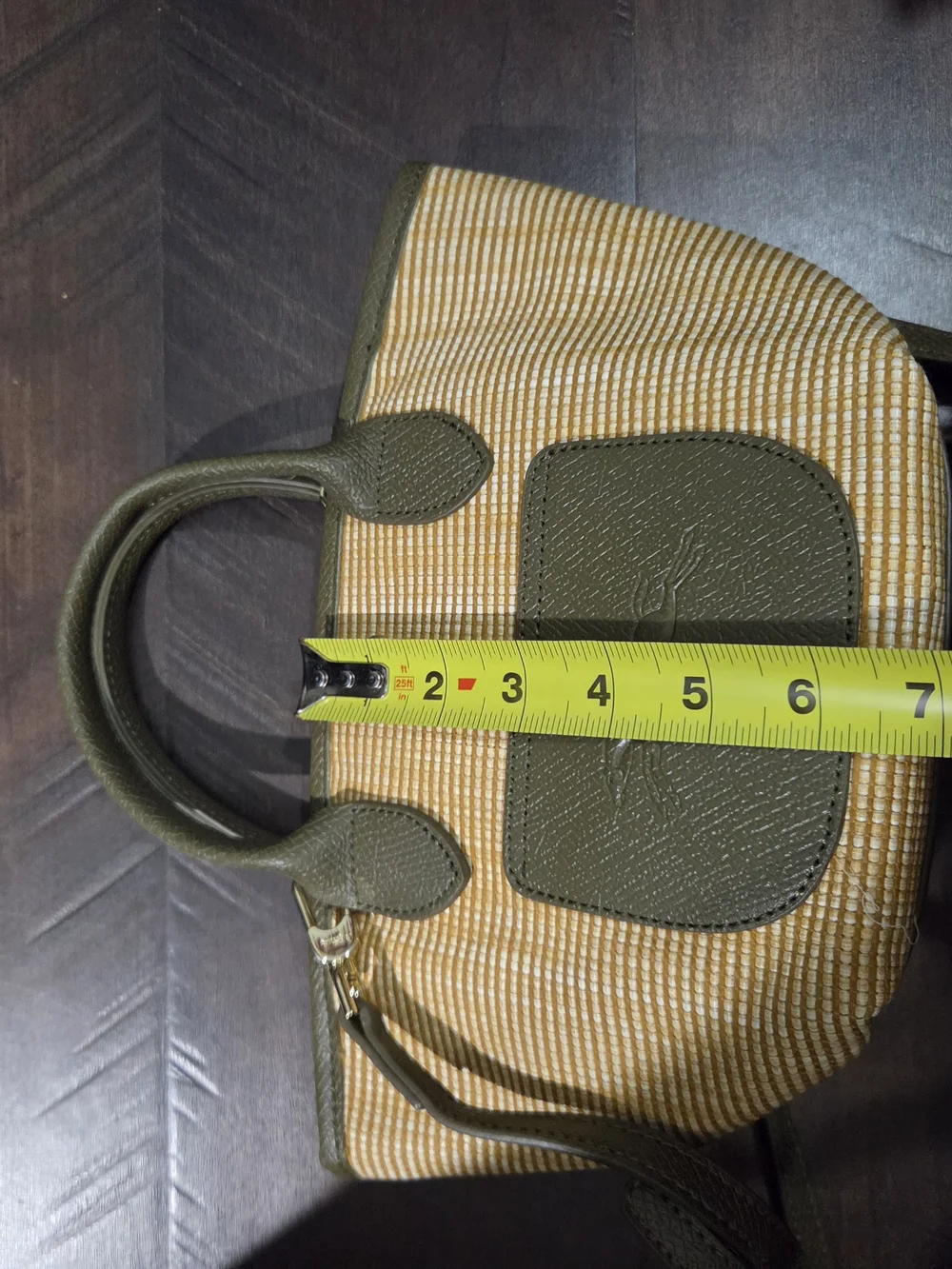 Longchamp Olive Green Leather Tote with Gold Hardware